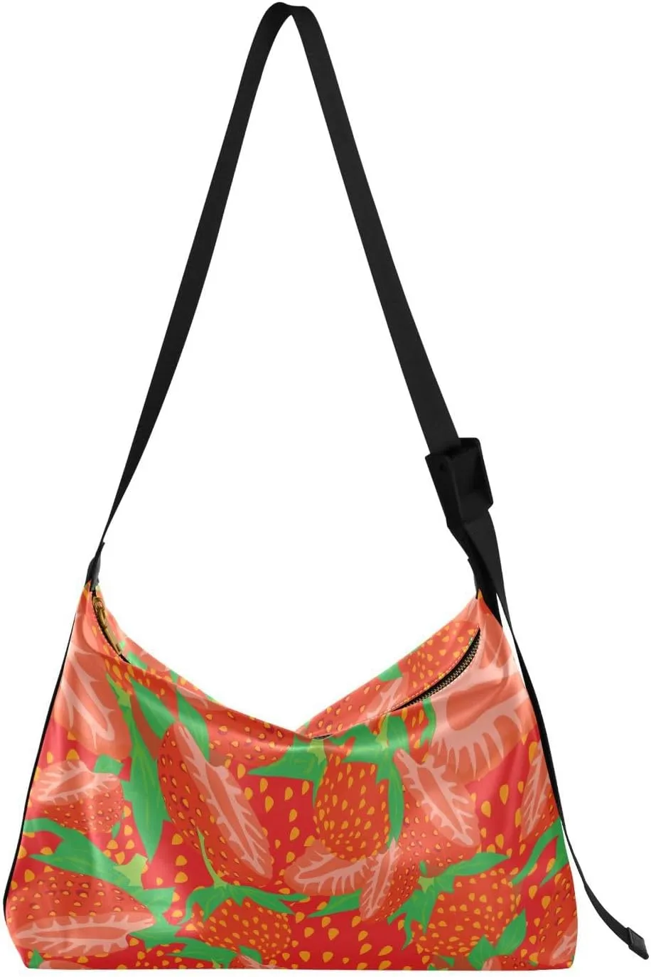 Strawberry Seamless Pattern Hobo Crossbody Bags for Women Leather Large Shoulder Bag Cross Body Ripe Red Fruits Trendy Womens Tote Bags Handbag for Travel Shopping