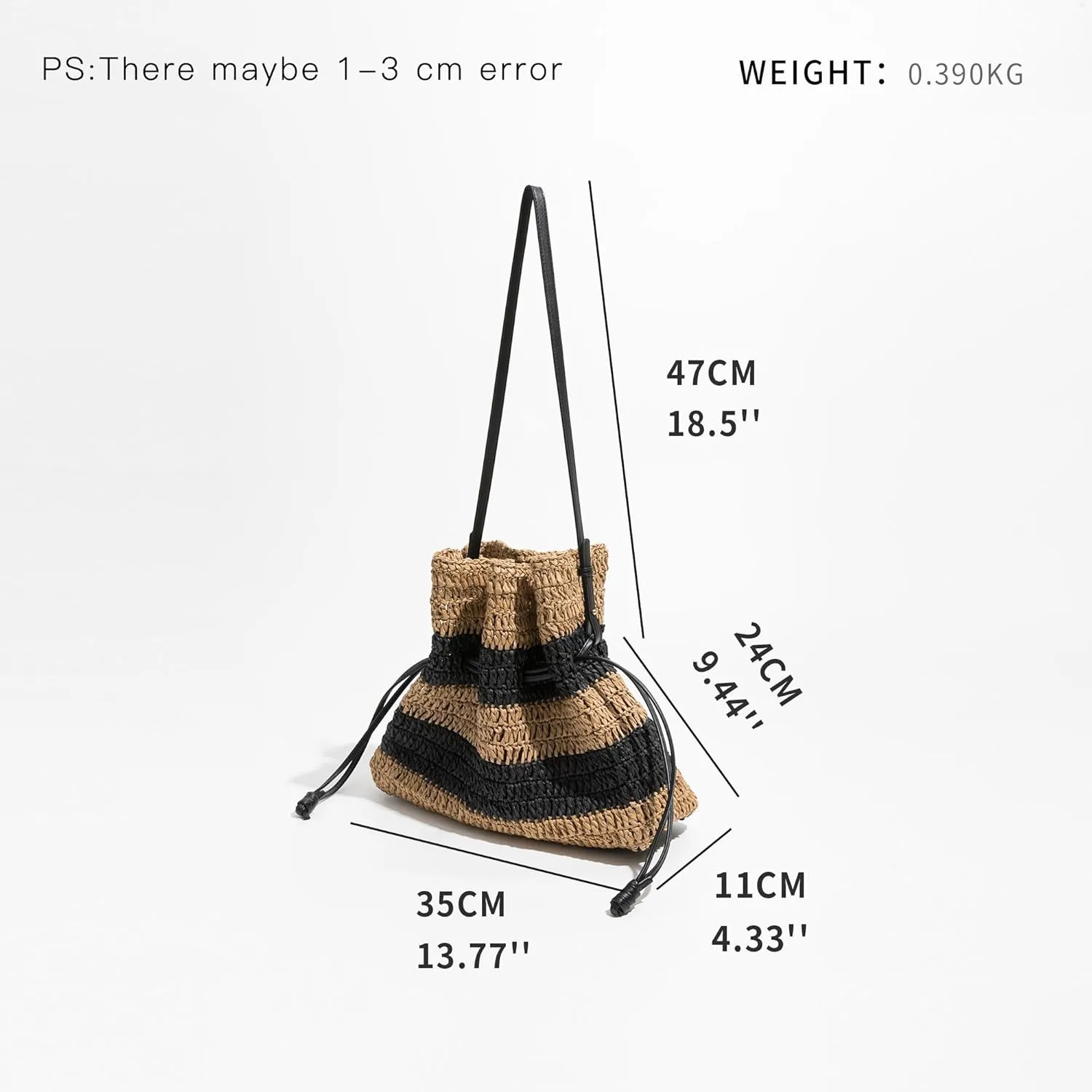 Striped Straw Weave Shoulder Hobo Purse Drawstring Closure Casual Beach Pouch 2023 Summer Women Crossbody Daybag