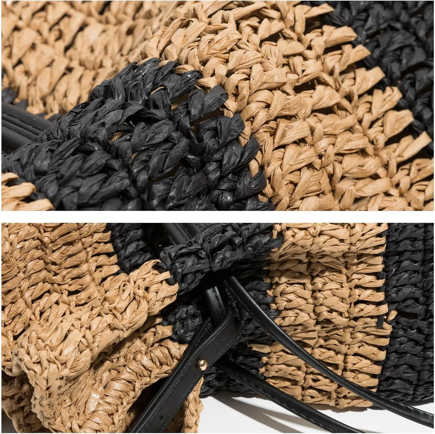 Striped Straw Weave Shoulder Hobo Purse Drawstring Closure Casual Beach Pouch 2023 Summer Women Crossbody Daybag