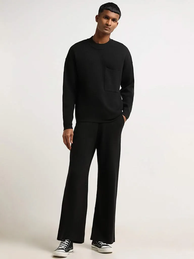 StudioFit Unisex Black Relaxed Fit Comfort Sweater