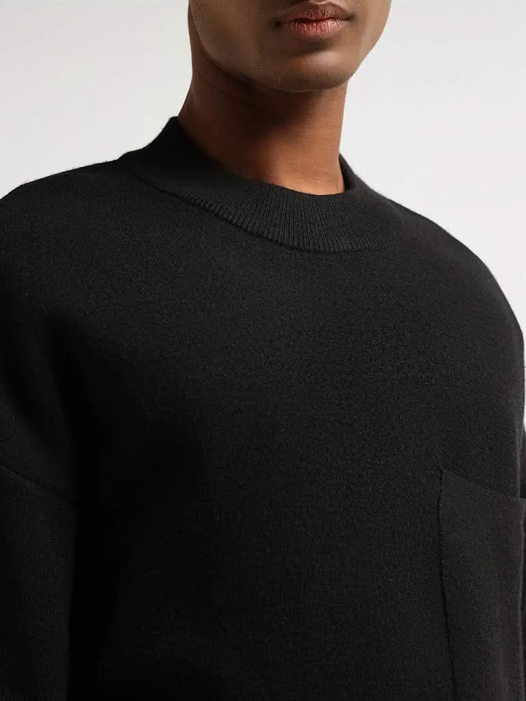 StudioFit Unisex Black Relaxed Fit Comfort Sweater