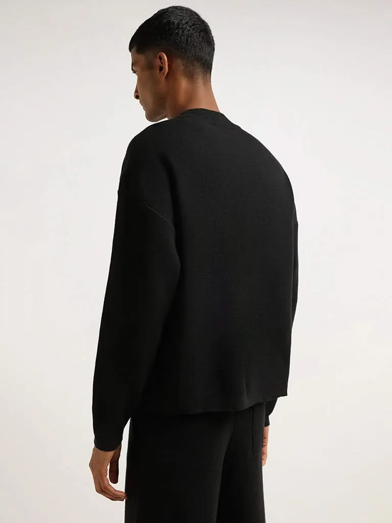 StudioFit Unisex Black Relaxed Fit Comfort Sweater