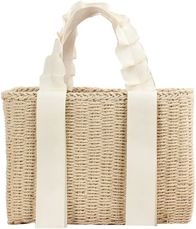 Summer Straw Woven Handbag Leisure Beach Bag Rectangle