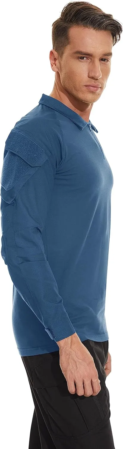 TACVASEN Men's Tactical Shirt Long Sleeve Combat Shirt 1/4 Zip with Pockets Military Army Paintball Airsoft Breathable
