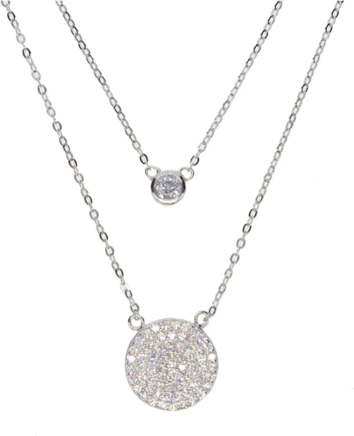 THIKK Women Charm Classic Jewelry Fine 925 Silver Bezel CZ Big Disco Delicate Doule Layer Necklaces choker-necklaces