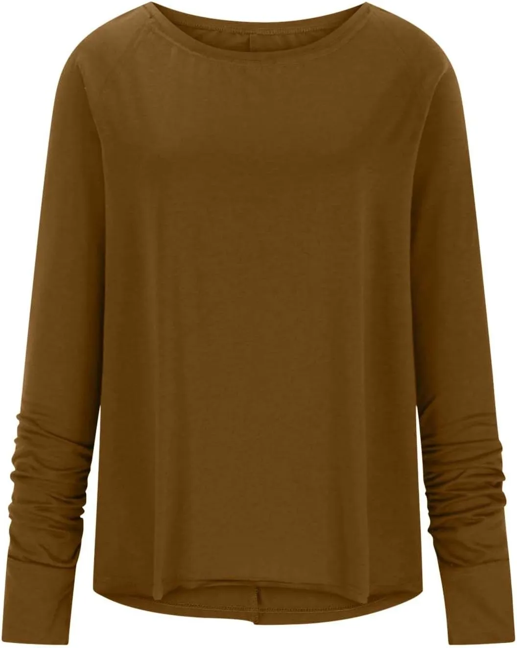 Tops for Women Trendy Long Sleeve Solid Crewneck Basic Tee Shirts Loose Fit Casual Trendy Pullover with Thumb Holes