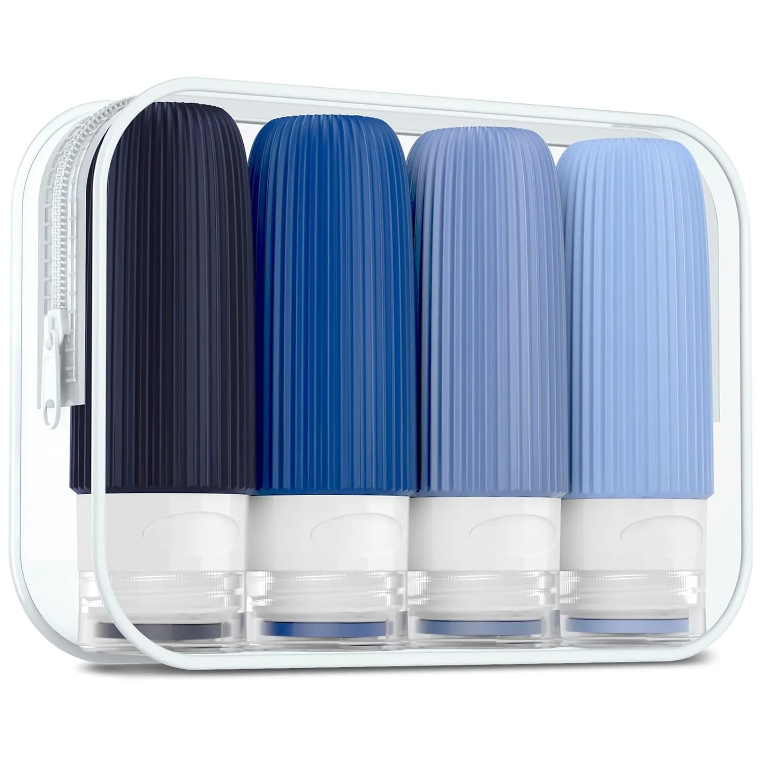 Travel Bottles for Toiletries, Tsa Approved 2oz Travel Bottles, BPA Free Leak Proof Travel Size Toiletry Containers, Refillable Travel Accessories with Toiletry Bag for Shampoo (4 Pack)