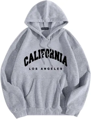Trendy Hoodie California Hoodies for Men Letter Print Oversized Sweatshirts Pullover Long Sleeve Drawstring Pockets Tops Unisex Sales Today Clearance