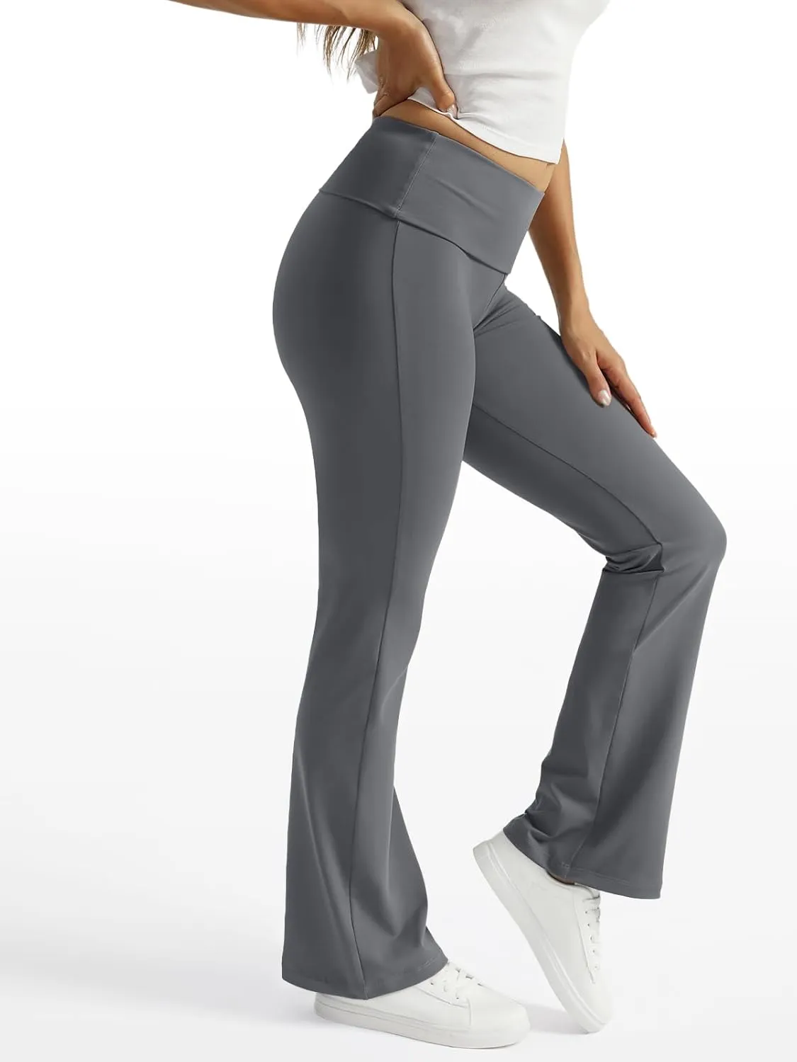 Trendy Queen Women's Wide Leg Yoga Pants Bootcut Workout Flare Leggings Trendy High Waisted Fold Over 2025 Fall Outfits