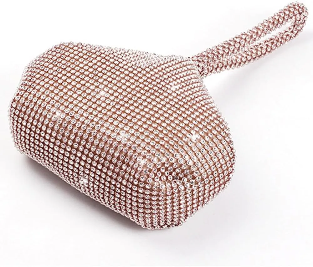 Triangle Bling Sequins Zipper Pouch Luxury Sequins Trihedral Designer Clutch Evening Handbag Mini Tote Coin Purse wallets (Rhinestones, Pink)