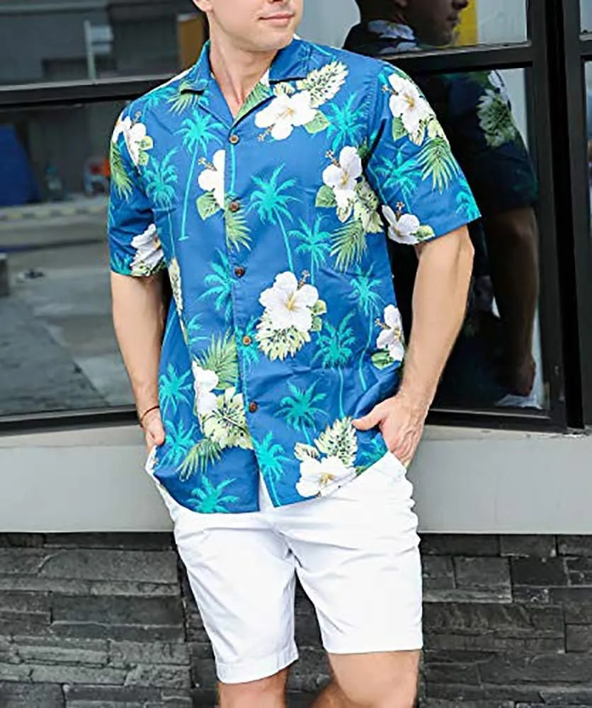 Tropical Storm Hawaiian Shirts for Men Short Sleeve Regular Fit Mens Floral Shirts