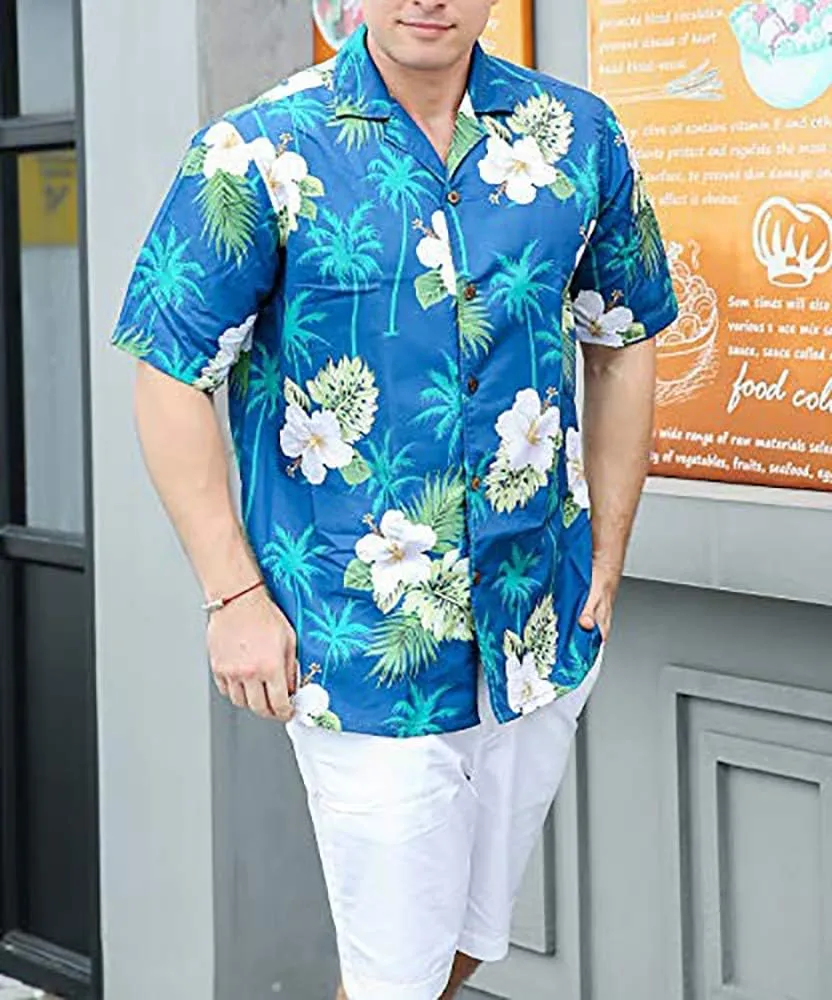 Tropical Storm Hawaiian Shirts for Men Short Sleeve Regular Fit Mens Floral Shirts