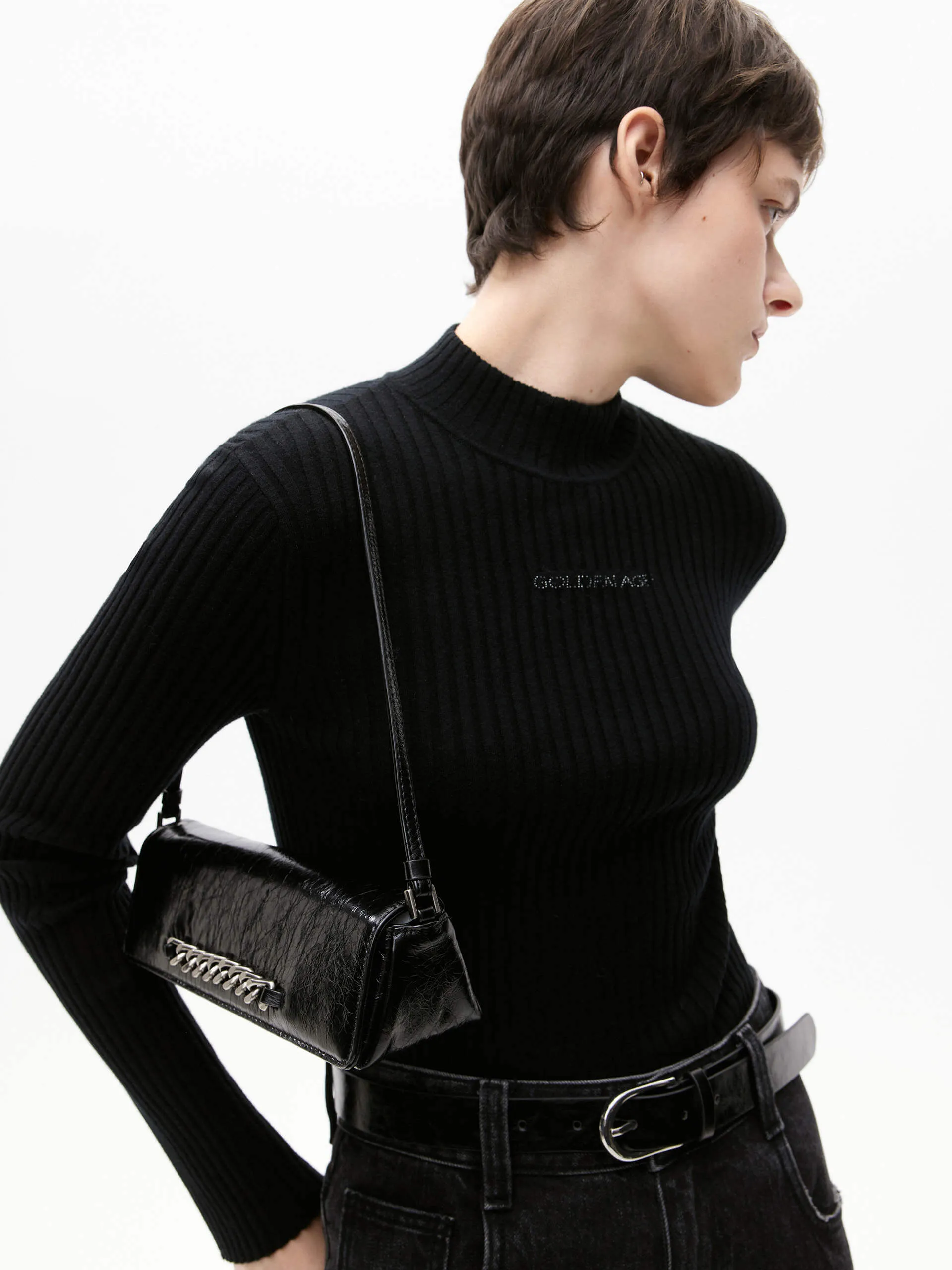 Turtleneck Ribbed Knitted Top