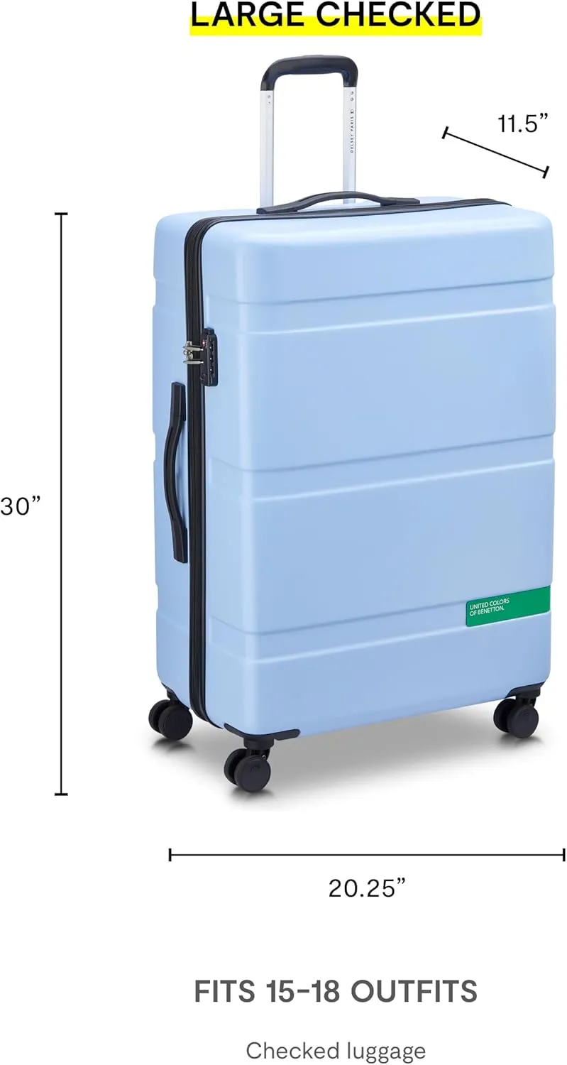 United Colors of Benetton Now Hardside Luggage with Spinner Wheels, Light Pink, Checked-Large 27 Inch