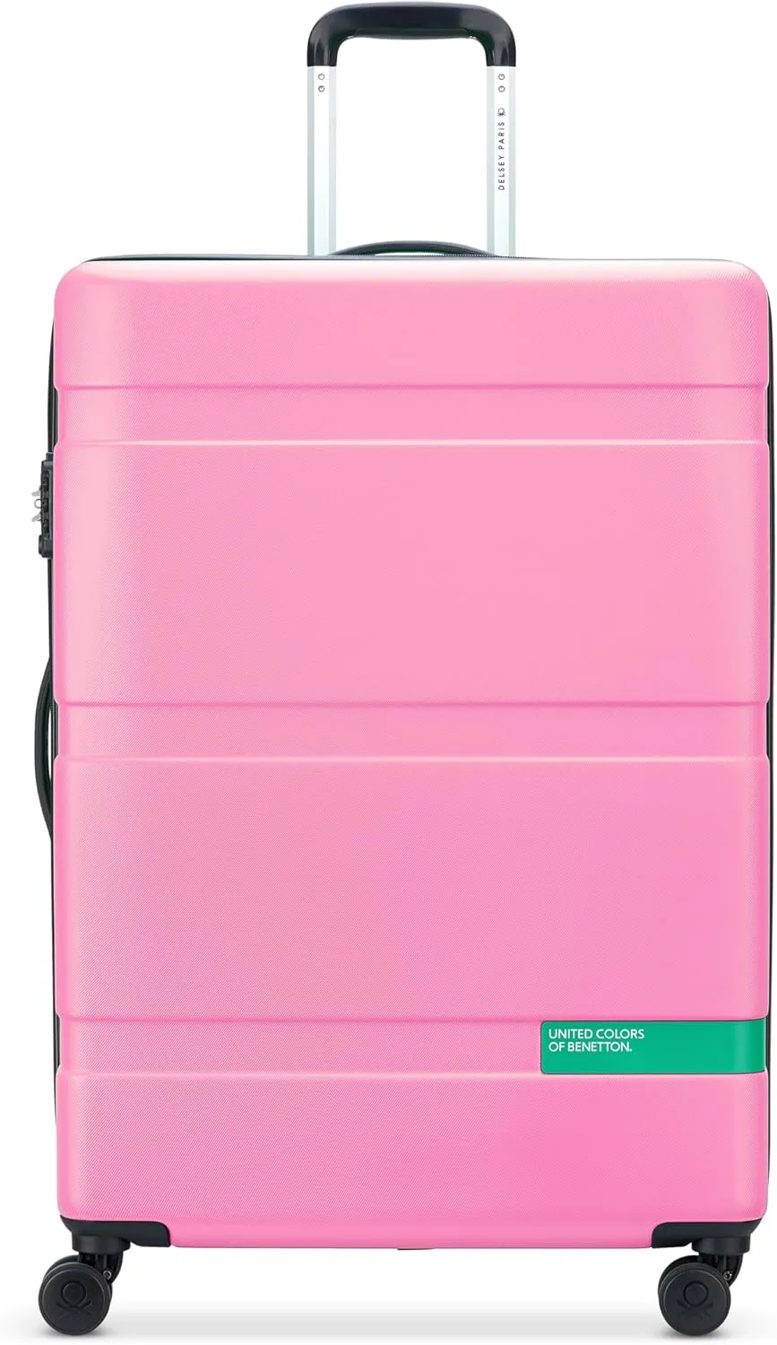United Colors of Benetton Now Hardside Luggage with Spinner Wheels, Light Pink, Checked-Large 27 Inch