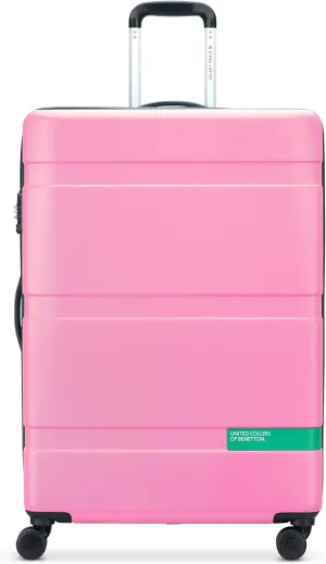 United Colors of Benetton Now Hardside Luggage with Spinner Wheels, Light Pink, Checked-Large 27 Inch