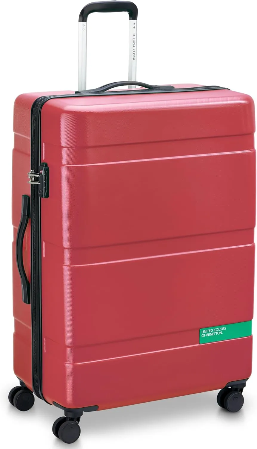 United Colors of Benetton Now Hardside Luggage with Spinner Wheels, Red, Checked-Large 27 Inch