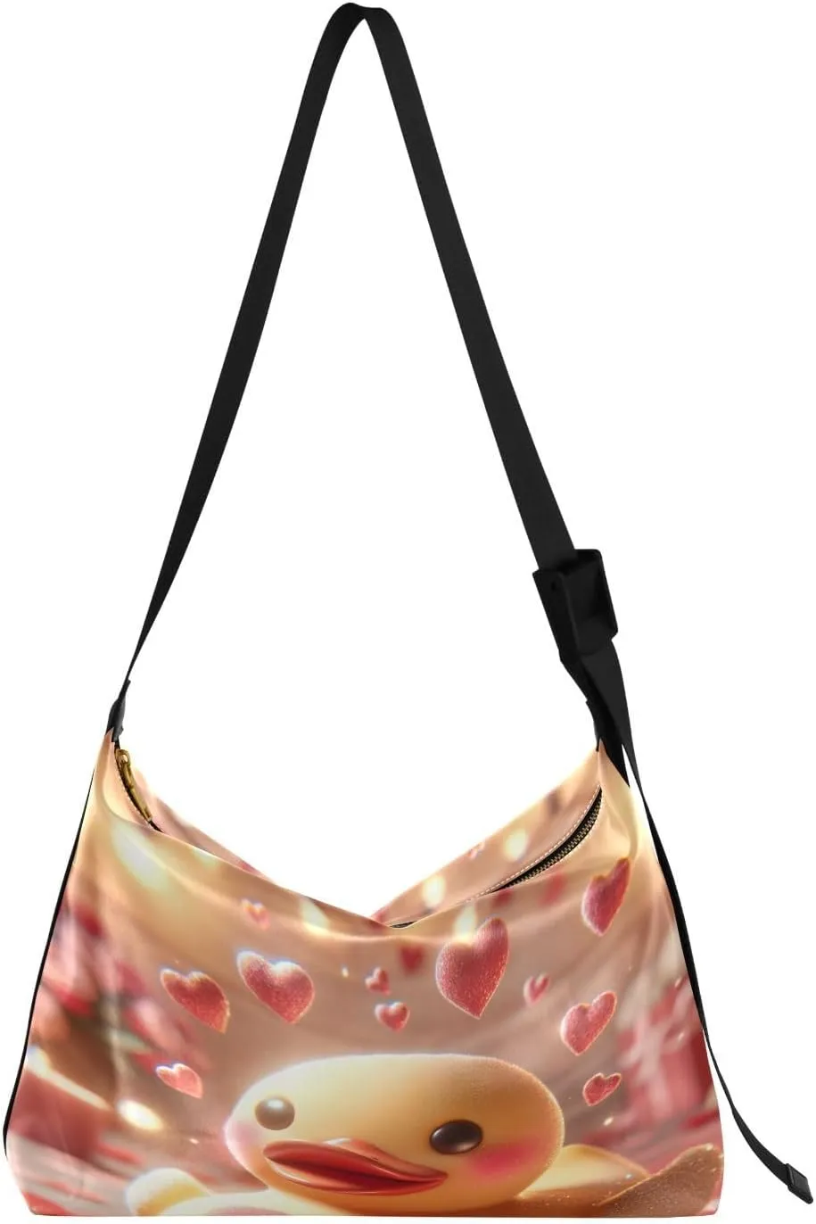 Valentines Day Yellow Duck Hobo Crossbody Bags for Women Leather Large Shoulder Bag Cross Body Red Heart Trendy Womens Tote Bags Handbag for Travel Shopping