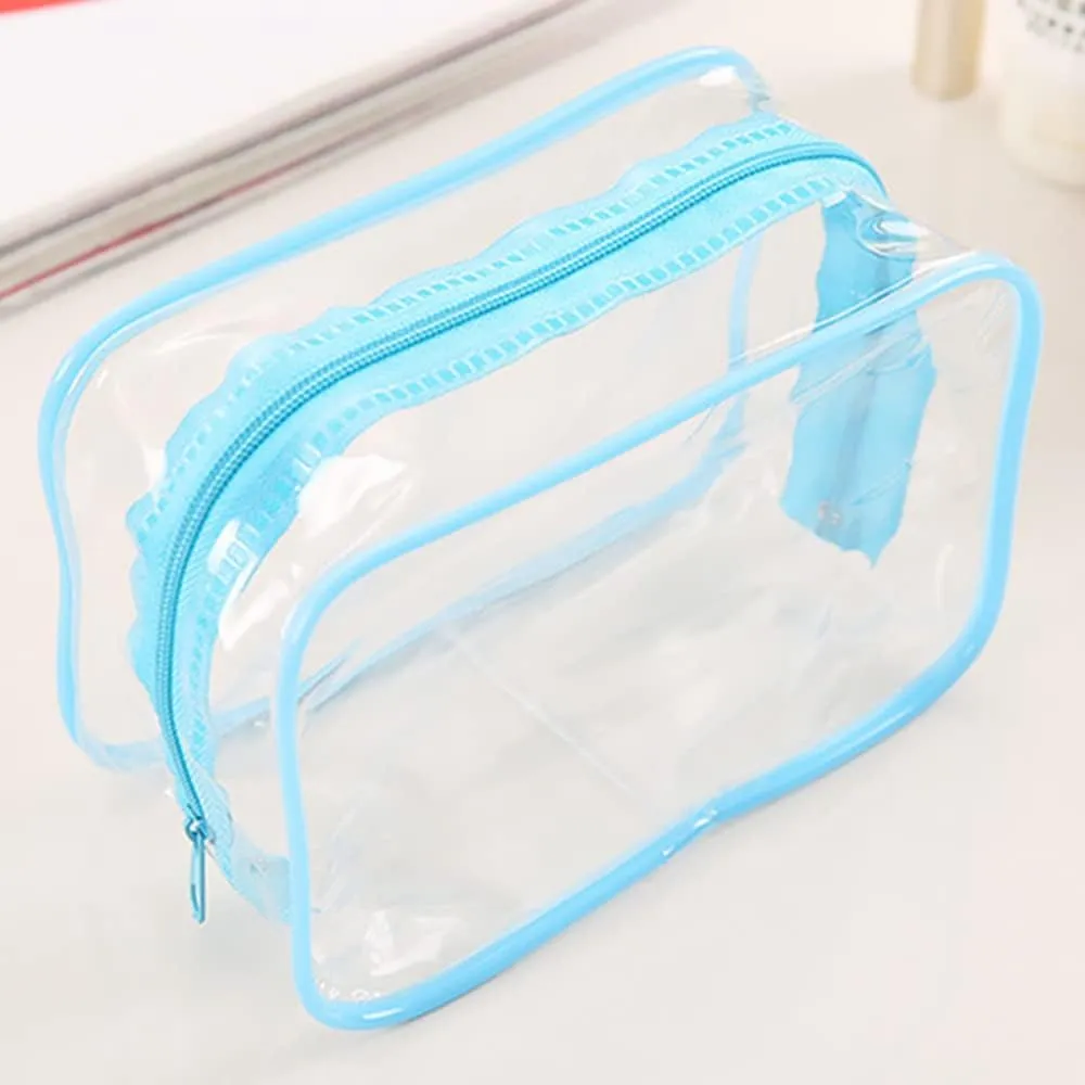 VALINK Clear Toiletry Carry Pouch With Zipper Portable Plastic Waterproof Cosmetic Bag For Outdoor Travel Bath Wash Organizer Travel Make Up Tool Pouch