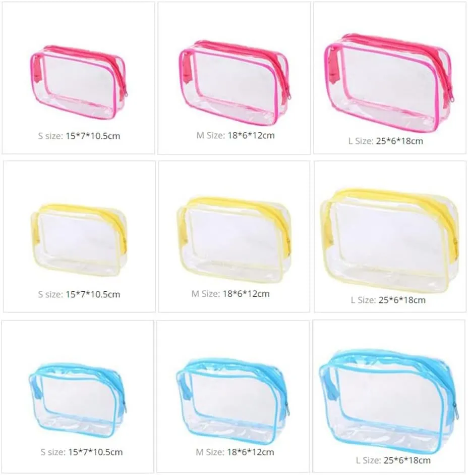 VALINK Clear Toiletry Carry Pouch With Zipper Portable Plastic Waterproof Cosmetic Bag For Outdoor Travel Bath Wash Organizer Travel Make Up Tool Pouch