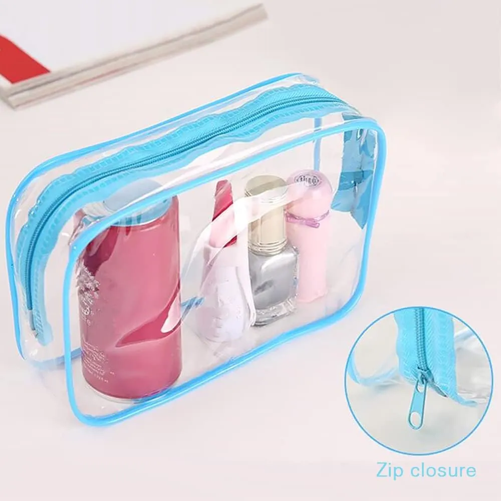 VALINK Clear Toiletry Carry Pouch With Zipper Portable Plastic Waterproof Cosmetic Bag For Outdoor Travel Bath Wash Organizer Travel Make Up Tool Pouch