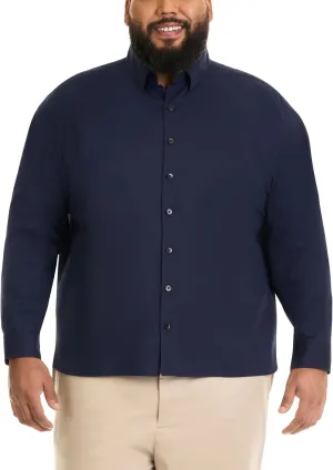 Van Heusen Men's Big and Tall Stain Shield Never Tuck Stretch Solid Button Down Shirt