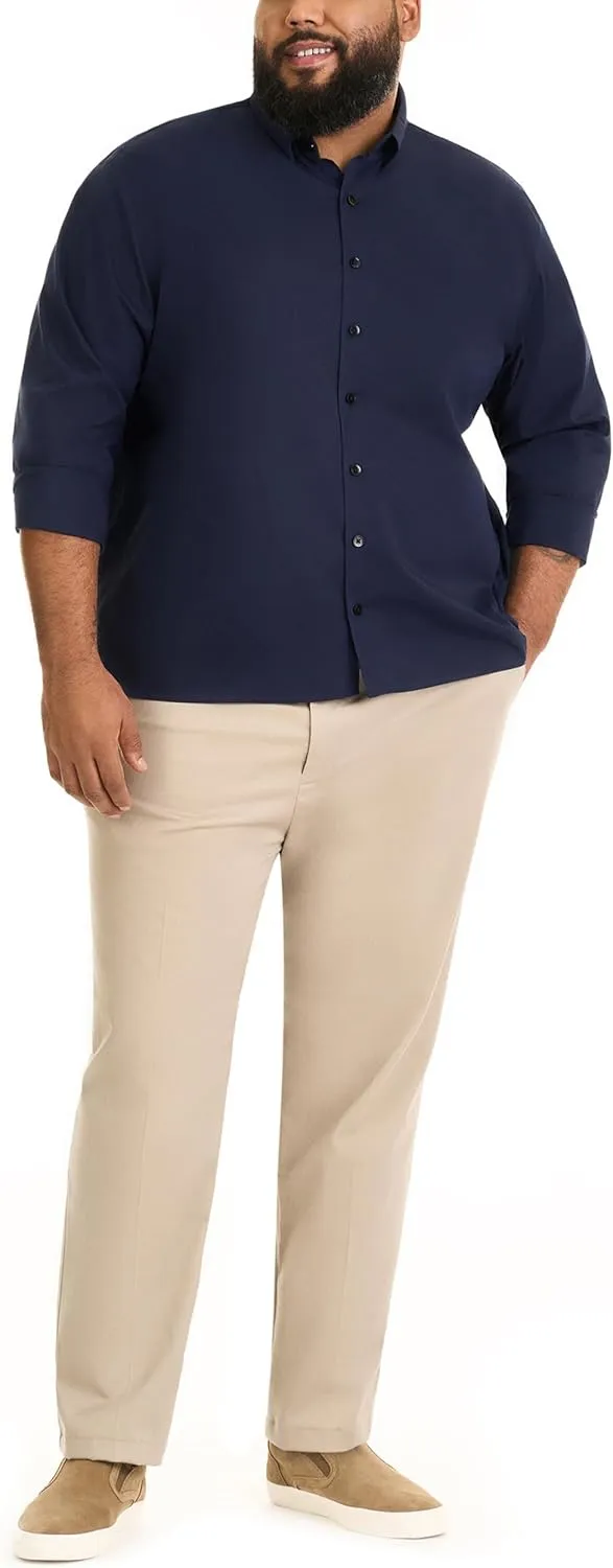 Van Heusen Men's Big and Tall Stain Shield Never Tuck Stretch Solid Button Down Shirt