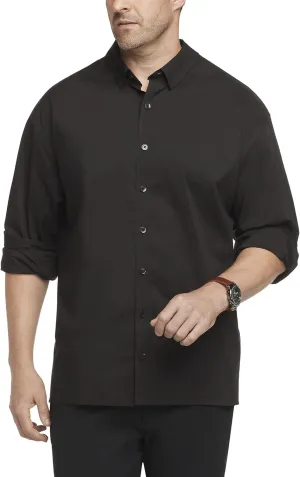 Van Heusen Men's Big and Tall Stain Shield Never Tuck Stretch Solid Button Down Shirt