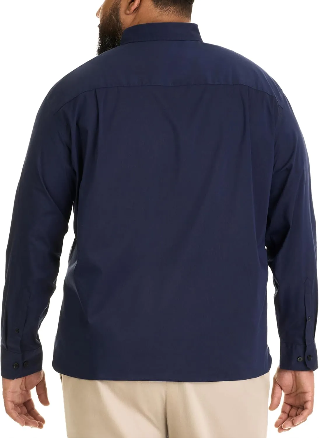 Van Heusen Men's Big and Tall Stain Shield Never Tuck Stretch Solid Button Down Shirt