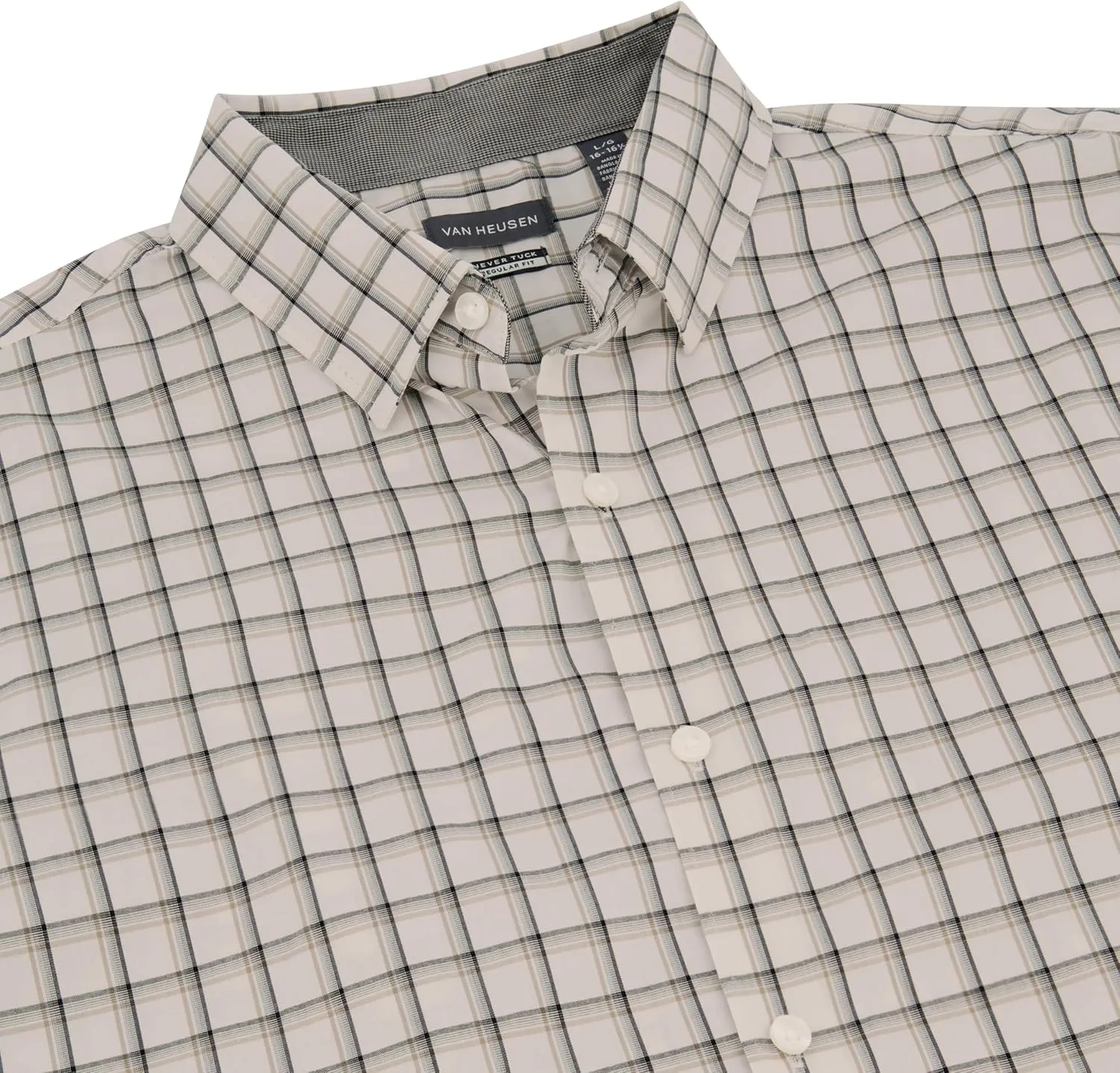 Van Heusen Men's Classic Fit Stain Shield Never Tuck Stretch Pattern Button Down Shirt