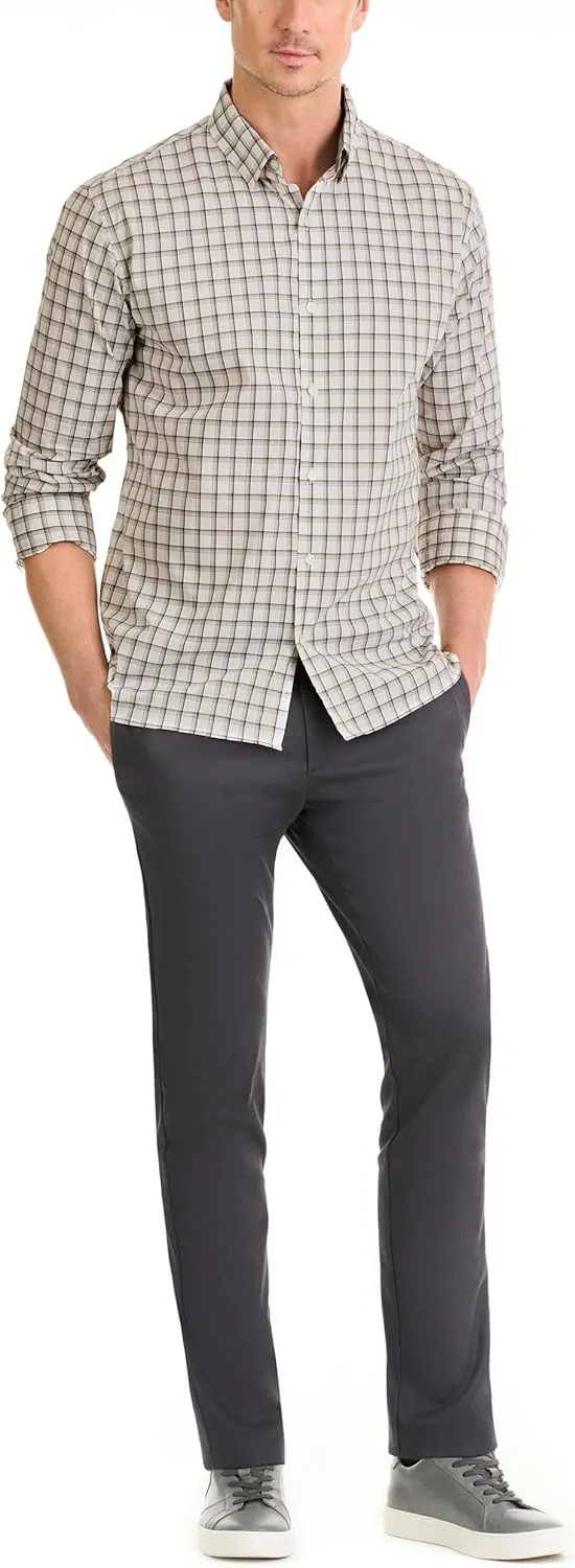 Van Heusen Men's Classic Fit Stain Shield Never Tuck Stretch Pattern Button Down Shirt