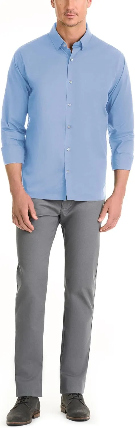 Van Heusen Men's Classic Fit Stain Shield Never Tuck Stretch Solid Button Down Shirt