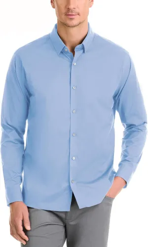 Van Heusen Men's Classic Fit Stain Shield Never Tuck Stretch Solid Button Down Shirt