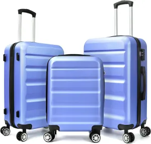 VANELC 3-Piece Luggage Sets(20,24,28inches) Featuring 360Rotating Wheels and TSA Lock ABS Hard Shell yet Practical Design Suitable for both Men and Women (Purple, 3PCS)
