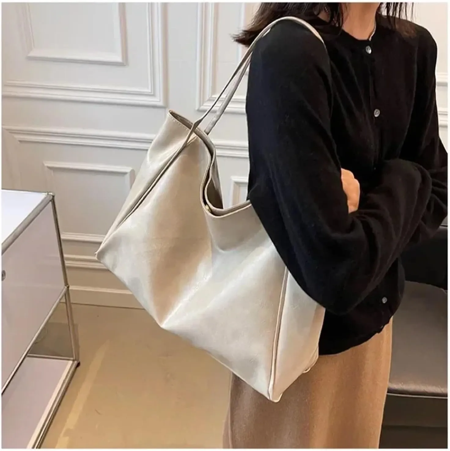 Vintage Genuine Leather Tote Shoulder Women Satchel Handbag With Top Handles Shoulder Bags For Women Oil Leather Tote