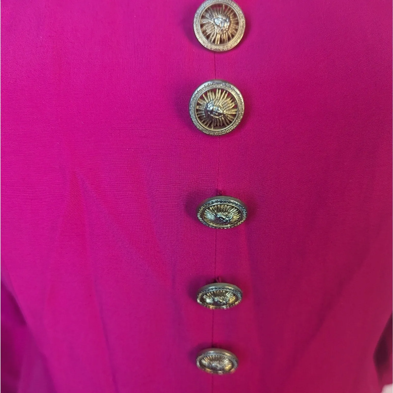 Vintage Hot Pink  Puff Sleeve Dress - Medium