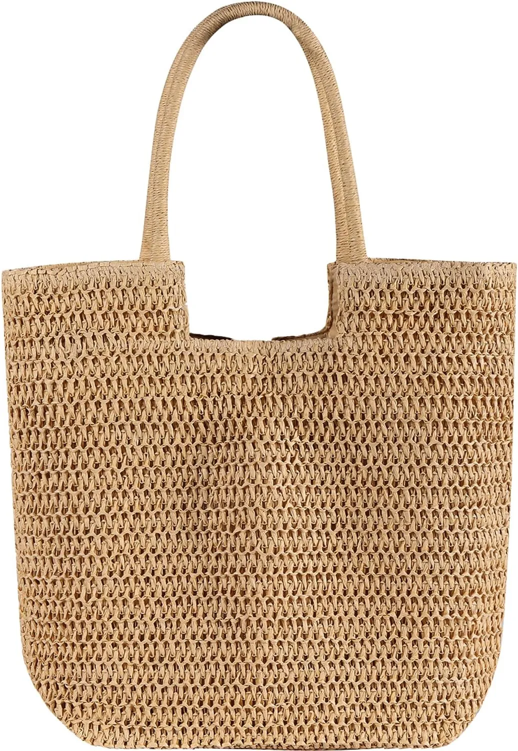 WantGor Straw Beach Bags, Women Summer Woven Tote Bag Large Boho Shoulder Handbags Casual Travel Beach Bag Foldable Hobo Bags