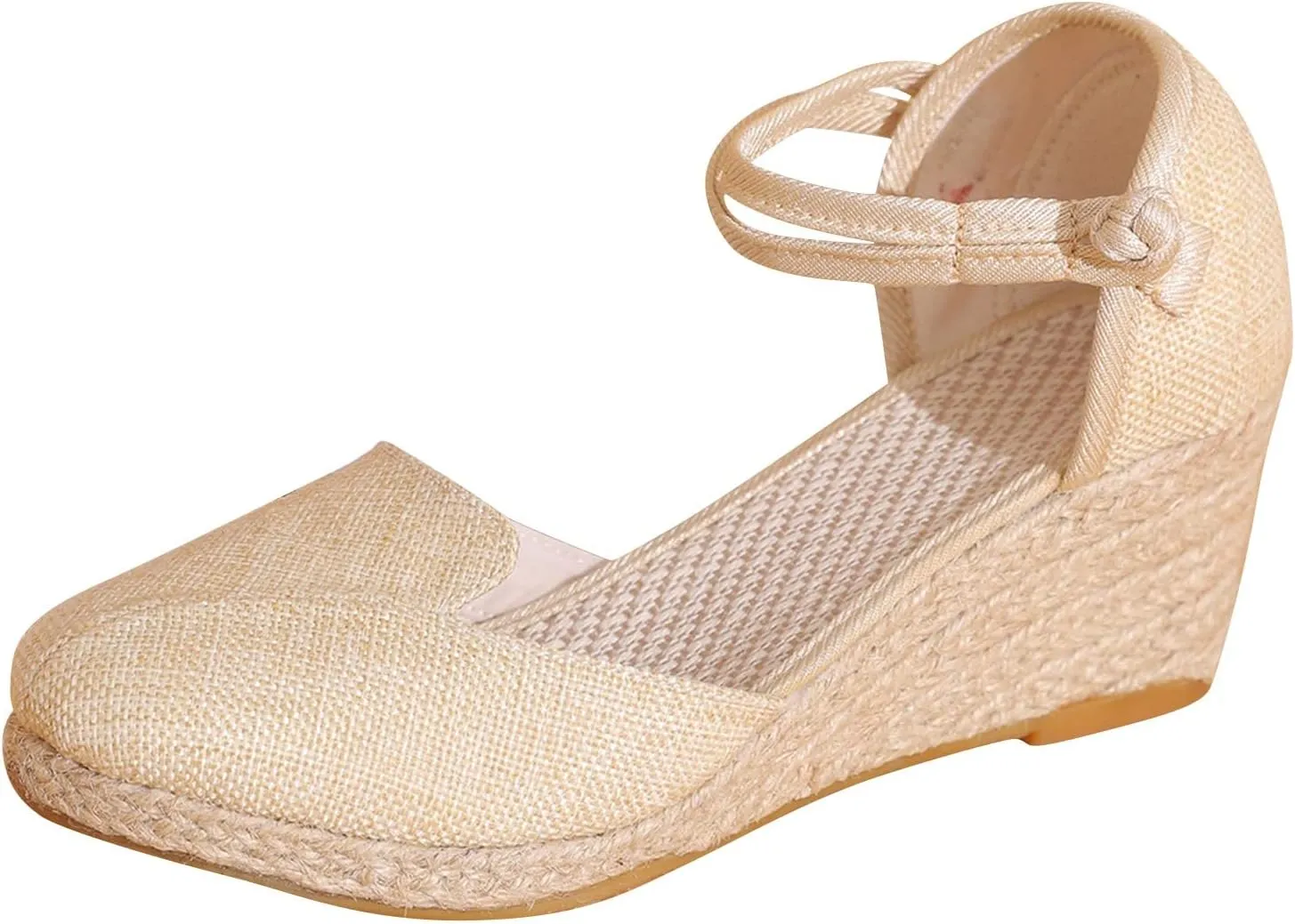 Wedge Sandals for Women Closed Toe High Heel with Arch Support Elastic Ankle Strap Summer Anti Slip Shoes