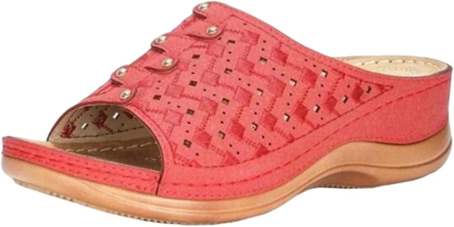 Wedge Sandals for Women Summer Dressy Comfortable Slip on Low Heel Platform Wedge Sandal Comfortable Hollow Arch Support Slide Sandals