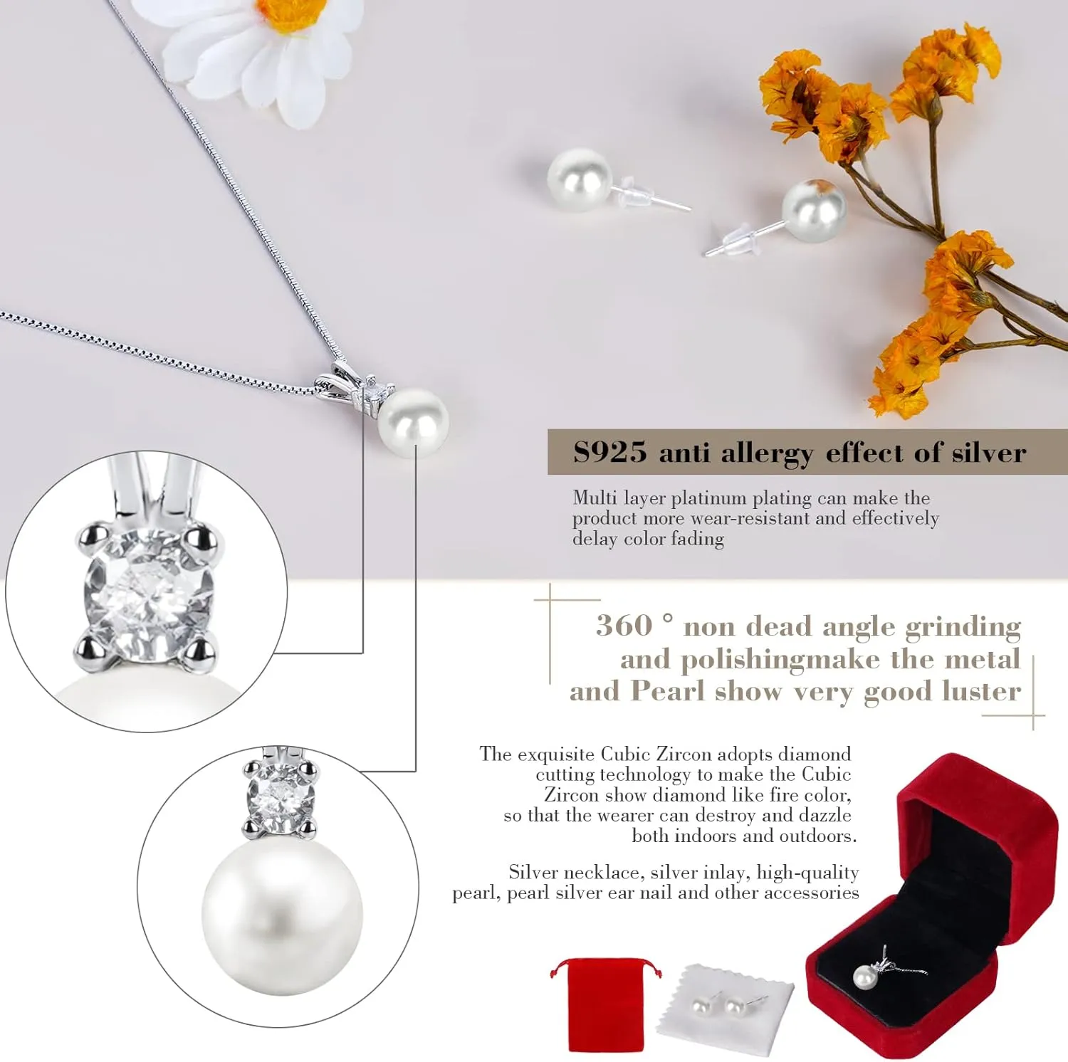 White Single Pearl Necklace for Women??s Pendant Necklaces With a Pearl Silver Necklace Jewelry Pearl drop Necklaces for Women