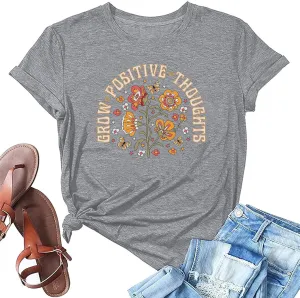 Wildflowers Shirt for Women Boho Floral T Shirts Inspirational Graphic Tee Flower Plant Shirts Tops