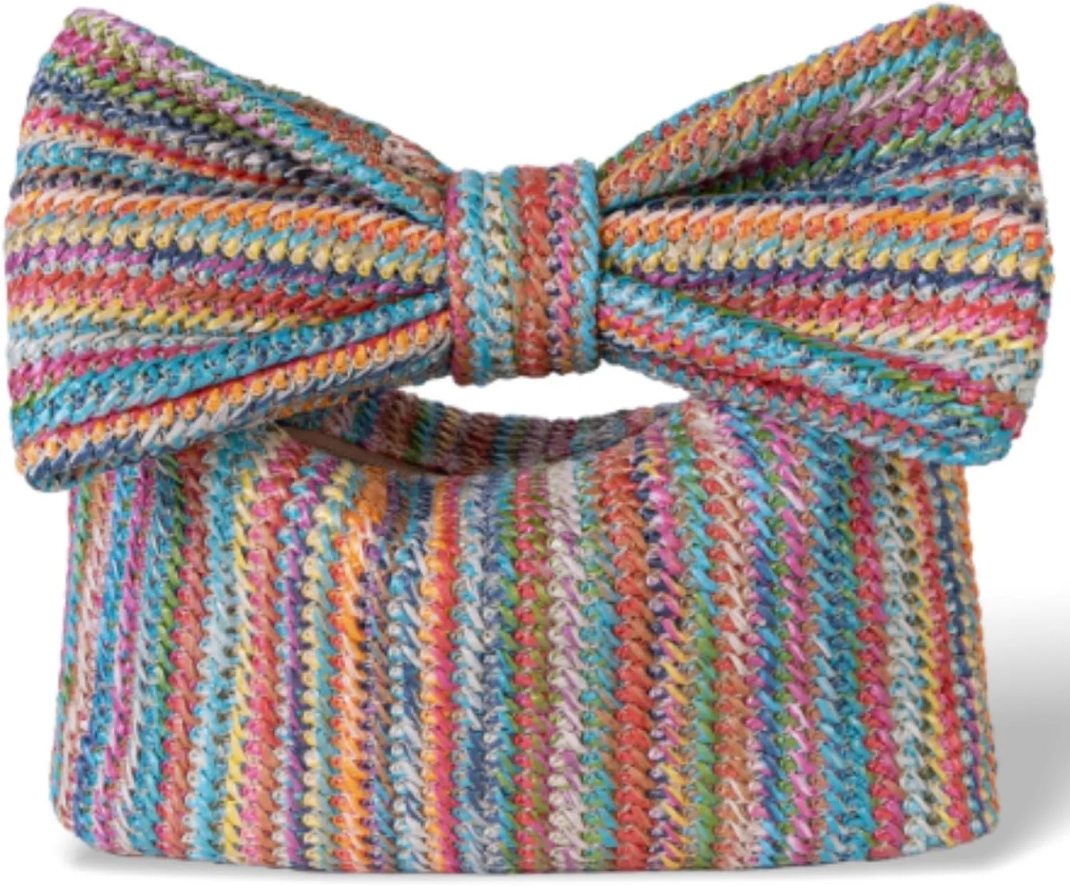 Women Bow Purse Straw Handbag 2024 New Summer Woven Clutch for Vacation Beach Wallet Formal Party Wedding
