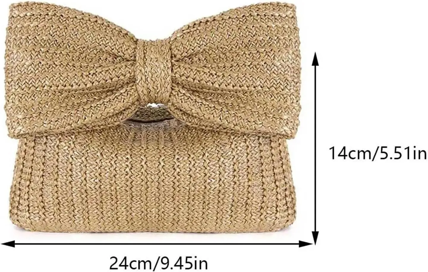 Women Bow Purse Summer Straw Woven Clutch Bag Handbags Formal Party Wedding