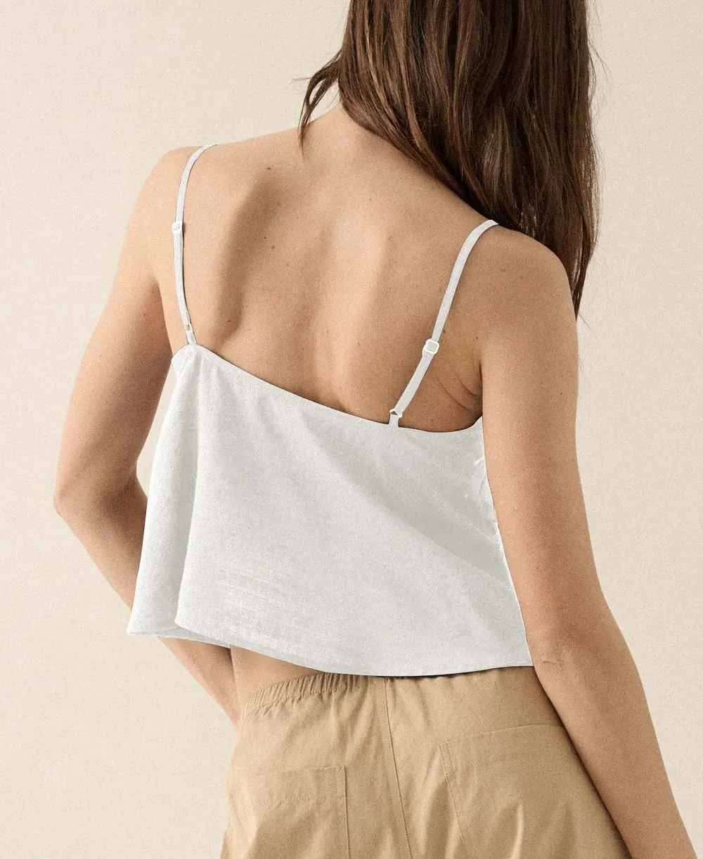 Women Embroidered Spaghetti Strap Tank Top Sleeveless Low Cut Cami Tops Cute Floral V Neck Camisoles Going Out Tops