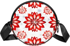 Women Fashionable Crossbody Bag  Versatile Round Bag for Every Occasion, Christmas Snowflake print