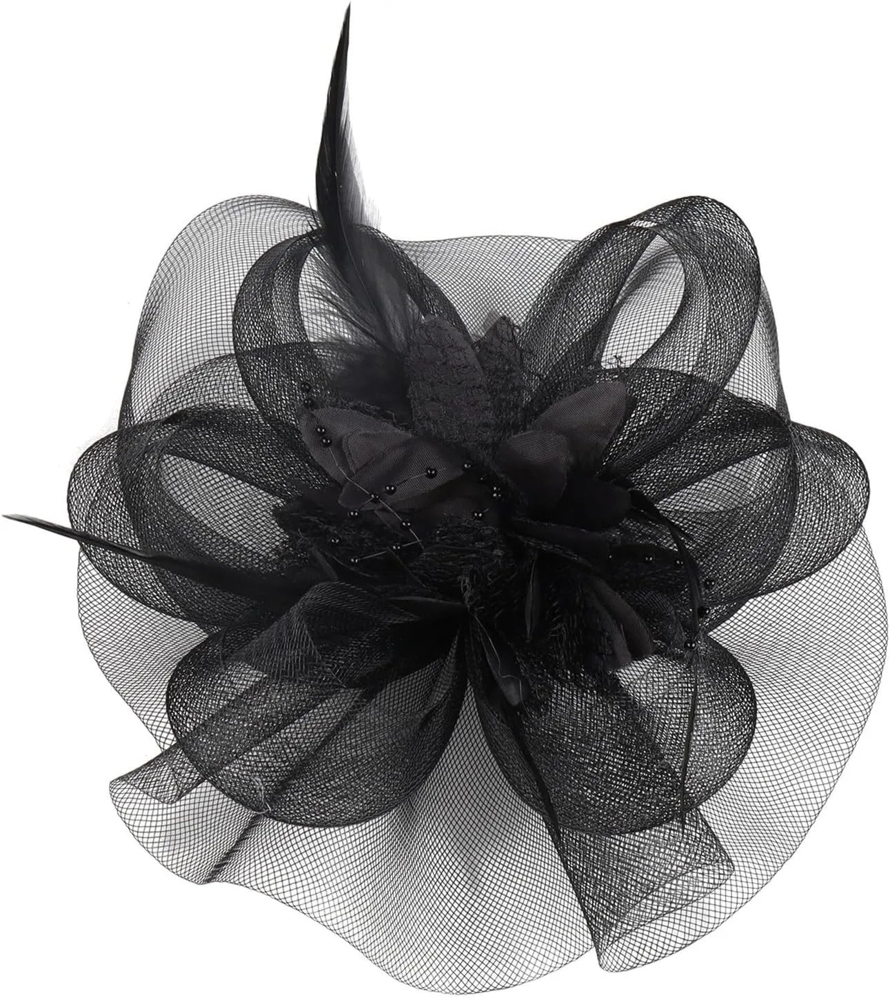 Women Kentucky Fascinators Hat Tea Party Headwear Ribbons Feathers on a Headband and a Clip Hair Clip Derby