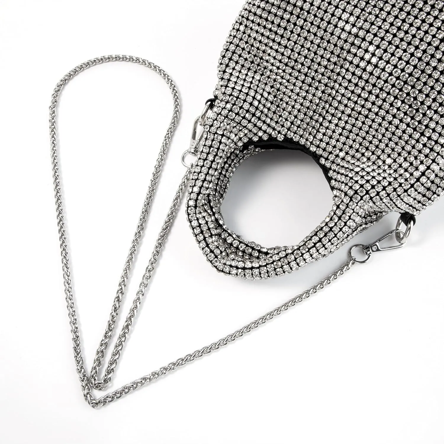 Women Rhinestone Gradient Tote Bag Sparkling Evening Handbag Crystal Clutch with Detachable Strap for Wedding Party