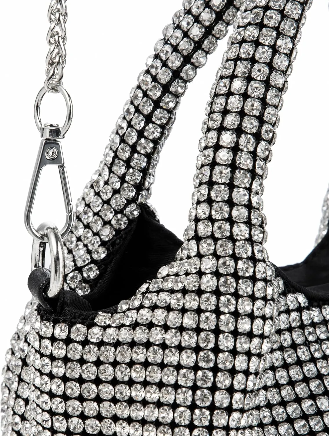 Women Rhinestone Gradient Tote Bag Sparkling Evening Handbag Crystal Clutch with Detachable Strap for Wedding Party