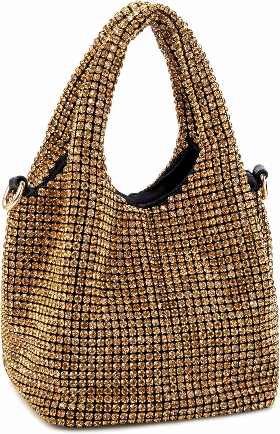Women Rhinestone Gradient Tote Bag Sparkling Evening Handbag Crystal Clutch with Detachable Strap for Wedding Party