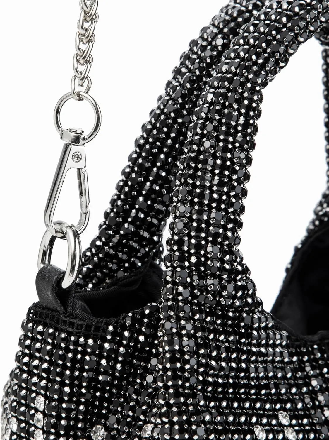 Women Rhinestone Gradient Tote Bag Sparkling Evening Handbag Crystal Clutch with Detachable Strap for Wedding Party